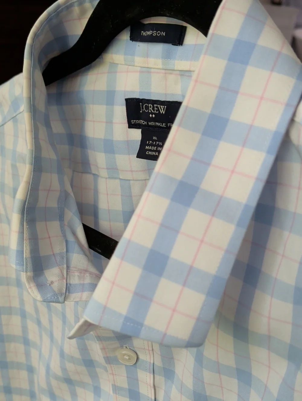 J. Crew Light Blue and White Plaid Cotton Dress Shirt
